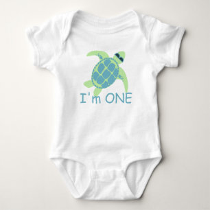 Turtle with Sunglasses One Year Baby Bodysuit