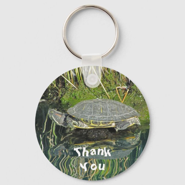 Turtle with Water Reflection Wildlife Thank You Key Ring (Front)
