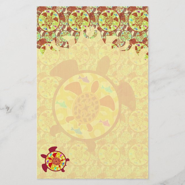 Turtle Within Turtle Flame Stationery (Front)