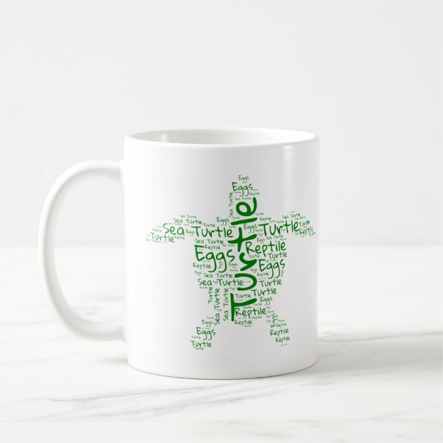 Turtle Word Cloud - Unique Gift  Coffee Mug (Left)