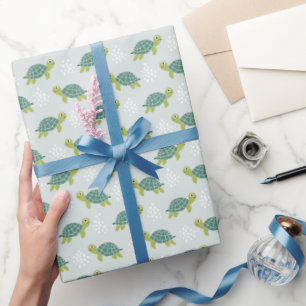 Turtle Wrapping Paper, Sea Life Birthday Party Paper