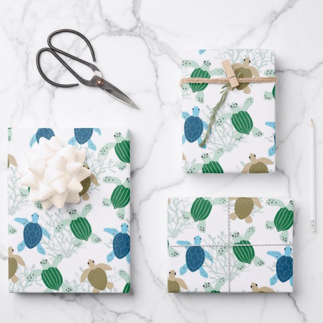 Turtle Wrapping Paper Sheets Watercolor (Front)