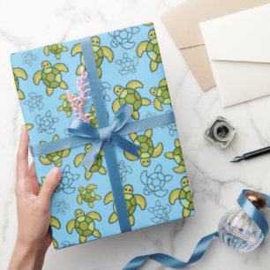 Turtle Wrapping Paper, Watercolor Sea Turtle Gift Paper