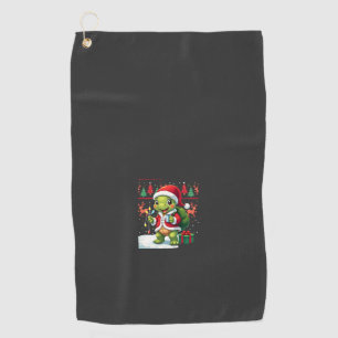 Turtle Xmas Lights Ugly Santa Turtle Christmas Tan Golf Towel