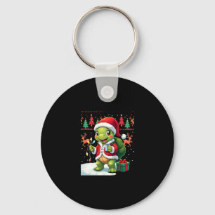 Turtle Xmas Lights Ugly Santa Turtle Christmas Tan Key Ring
