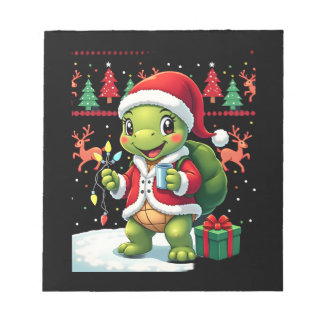 Turtle Xmas Lights Ugly Santa Turtle Christmas Tan Notepad