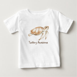 Turtle y Awesome Turtle Fun Quote Watercolor  Baby T-Shirt