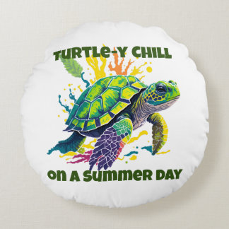 Turtle-y Fine on a Summer Day Throw Pillow