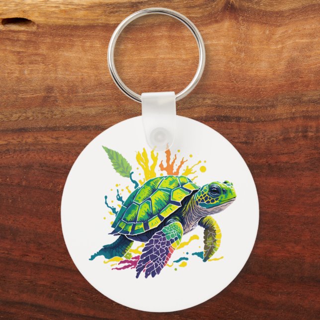 Turtle-y Fine on a Summer Day  Tote Bag Key Ring (Front)