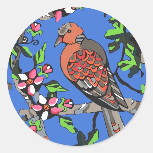 Turtledoves Amid the Blossoms Sticker (Front)