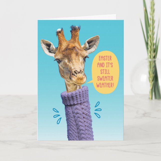 Turtleneck Sweater Giraffe–Easter Sweater Weather Card (Front)