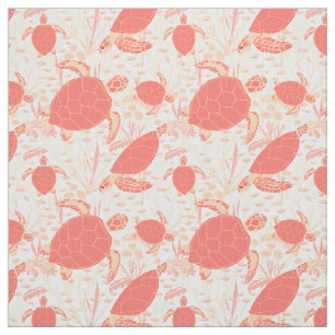 Turtles and Fish Coral Reef Underwater Pattern Fabric