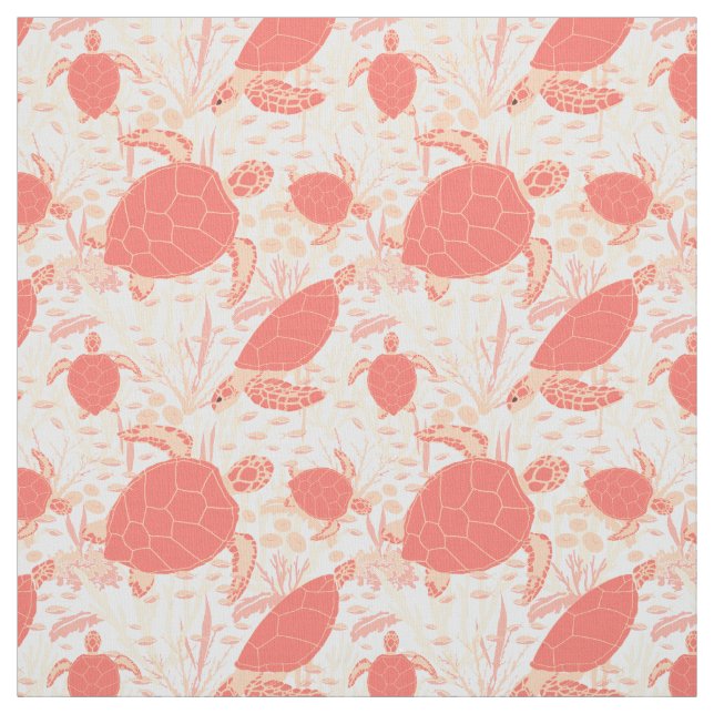 Turtles and Fish Coral Reef Underwater Pattern Fabric (Swatch)