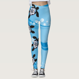 turtles and hibiscus - leggings