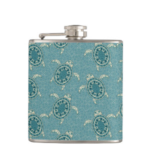 turtles background hip flask