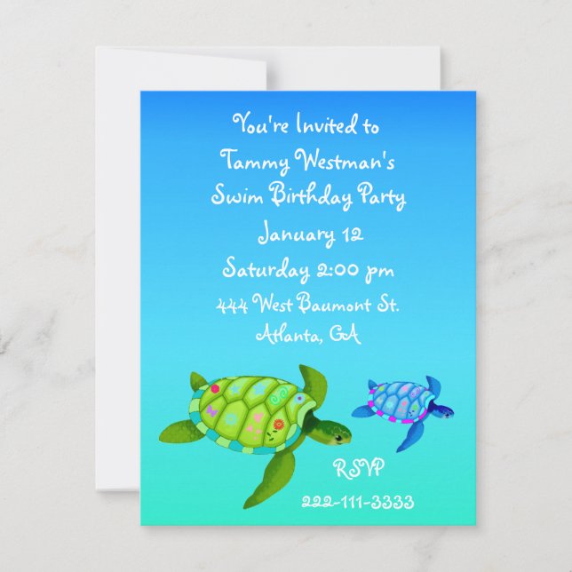 Turtles Birthday Invitation (Front)