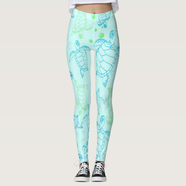 Turtles Blue Water Leggings (Front)