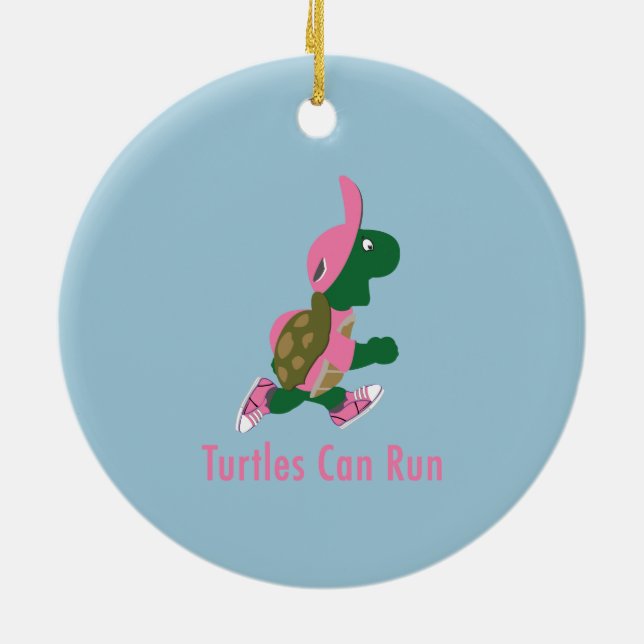 Turtles Can Run Ceramic Tree Decoration (Back)