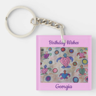 Turtles & Circles Birthday  Key Ring