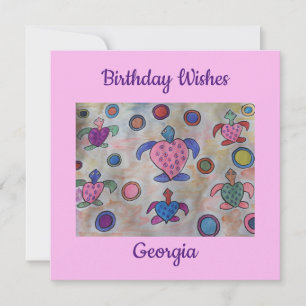 Turtles & Circles Flat Birthday Card