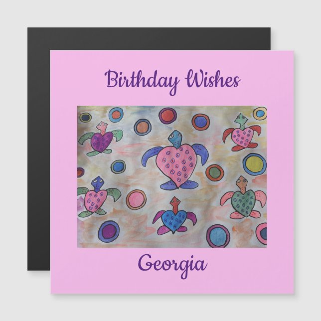 Turtles & Circles Magnetic Birthday Card (Front/Back)