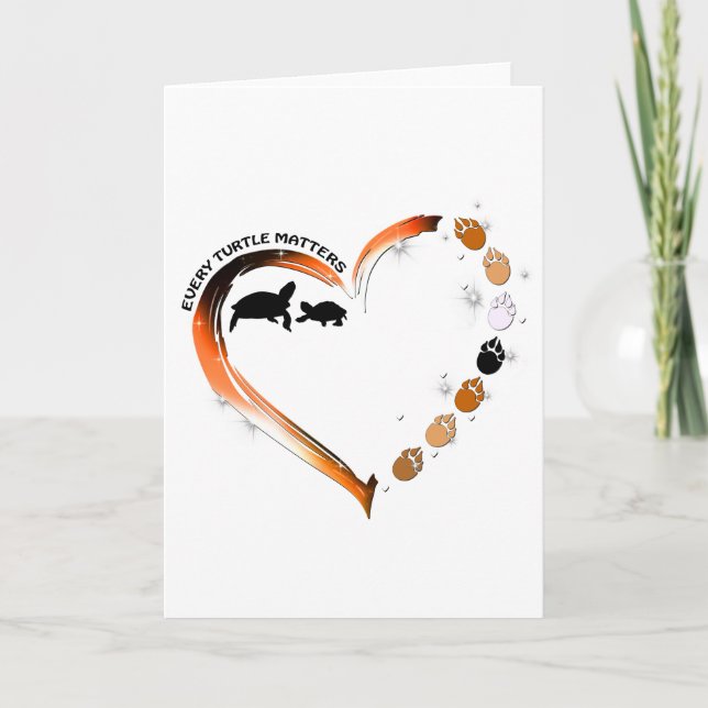 Turtles Every Turtle Matters Golden Heart Paws Card (Front)