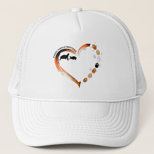 Turtles Every Turtle Matters Golden Heart Paws Trucker Hat (Front)