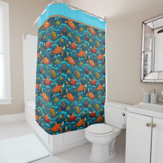 Turtles Everywhere Shower Curtain (In Situ)
