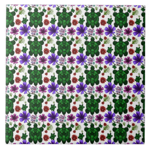 Turtles floral pattern tile