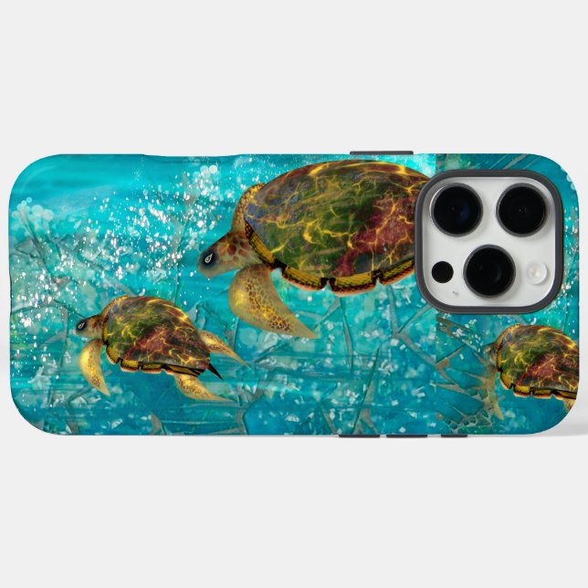 Turtles Gliding_Sea of Glass Case-Mate iPhone Case (Back (Horizontal))