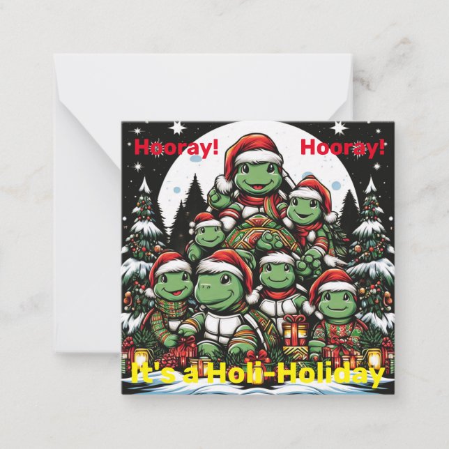 Turtle's happy with Christmas gifts  Card (Front)