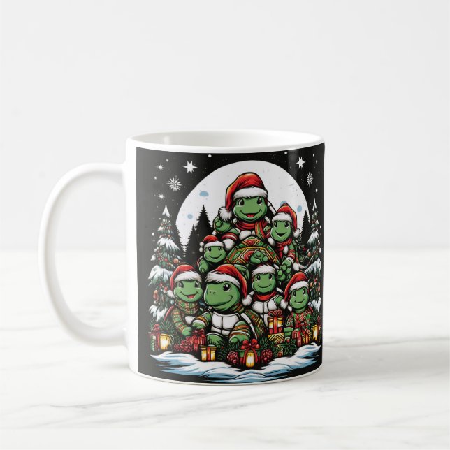 Turtle's happy with Christmas gifts  Coffee Mug (Left)