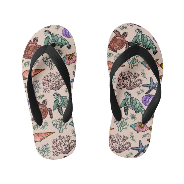 Turtles In The Sea Kid's Flip Flops (Footbed)