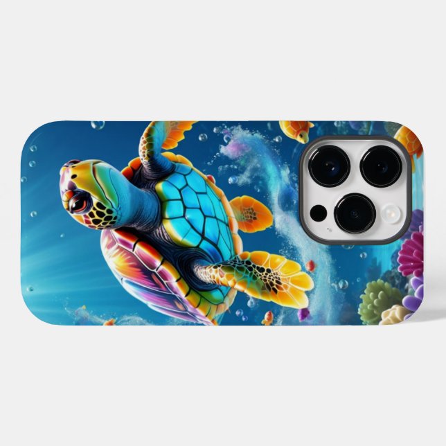 Turtle's Journey Through a Sparkling Jelly Ocean Case-Mate iPhone Case (Back (Horizontal))