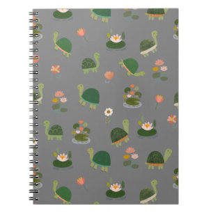 Turtles & Lily Pads on Gray Notebook