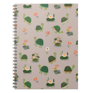 Turtles & Lily Pads on Light Brown Notebook