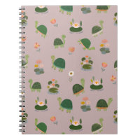 Turtles & Lily Pads on Light Gray-Pink