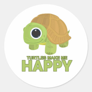 Turtles Make Me Happy Classic Round Sticker