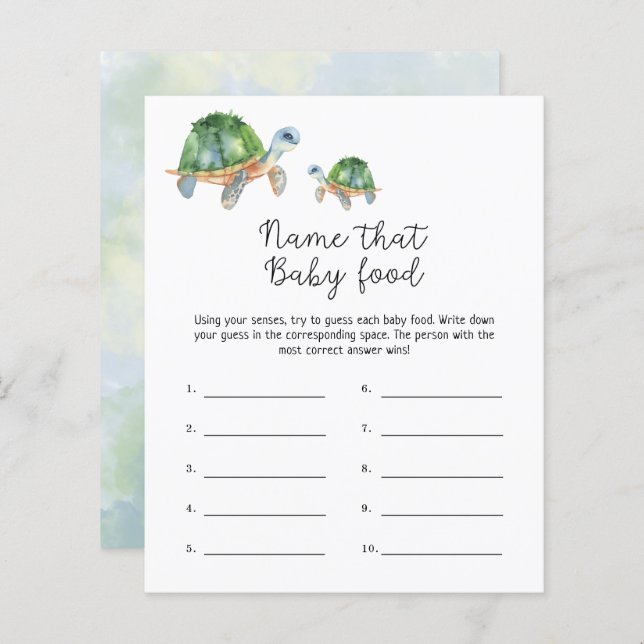 Turtles Name that baby Food shower game (Front/Back)