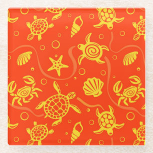 Turtles Pattern Glass Coaster