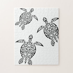 Turtles Tribal Tatoo Animal Jigsaw Puzzle