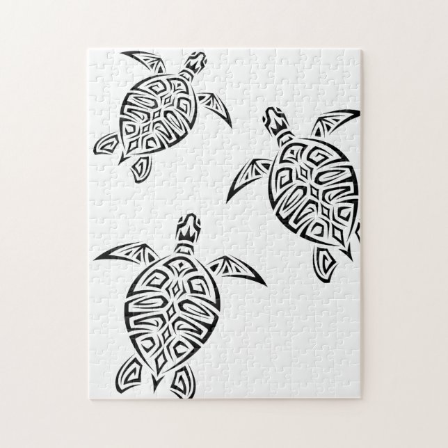 Turtles Tribal Tatoo Animal Jigsaw Puzzle (Vertical)