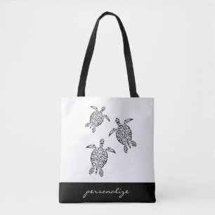 Turtles Tribal Tatoo Animal Tote Bag