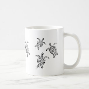 Turtles Tribal Tattoo Black Coastal Animal Coffee Mug