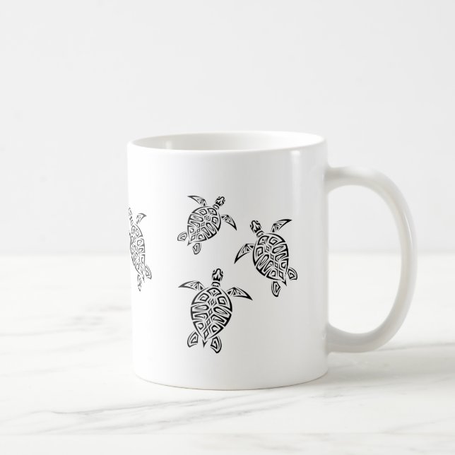 Turtles Tribal Tattoo Black Coastal Animal Coffee Mug (Right)