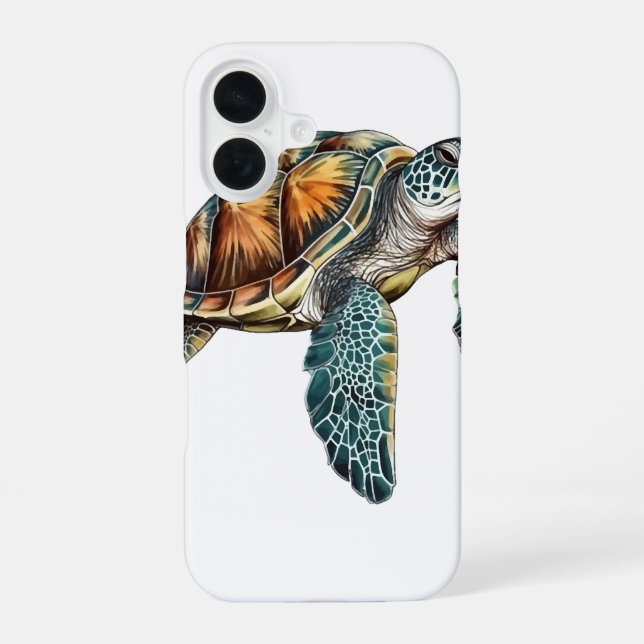 Turtles Underwater Design For Diver iPhone 16 Case (Back)