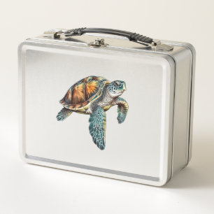 Turtles Underwater Design For Divers Metal Lunch Box