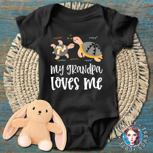 Turtles 🐢 (white text) My Grandpa Loves Me Baby Bodysuit