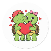 Turtles with heart in hand