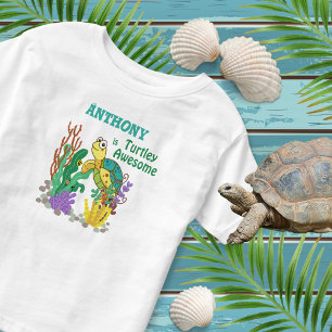 "Turtley Awesome" Cute Personalised Turtle Toddler T-Shirt